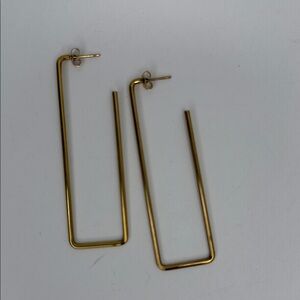 Gold Tone Geometric Rectangle Drop Earrings 2.5–3”